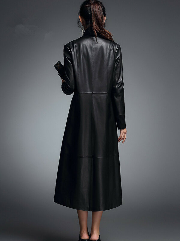 Veste en cuir véritable 2020 pour femme, manteau en peau de mouton, Streetwear, coupe-vent Long, printemps automne XS16D78-08
