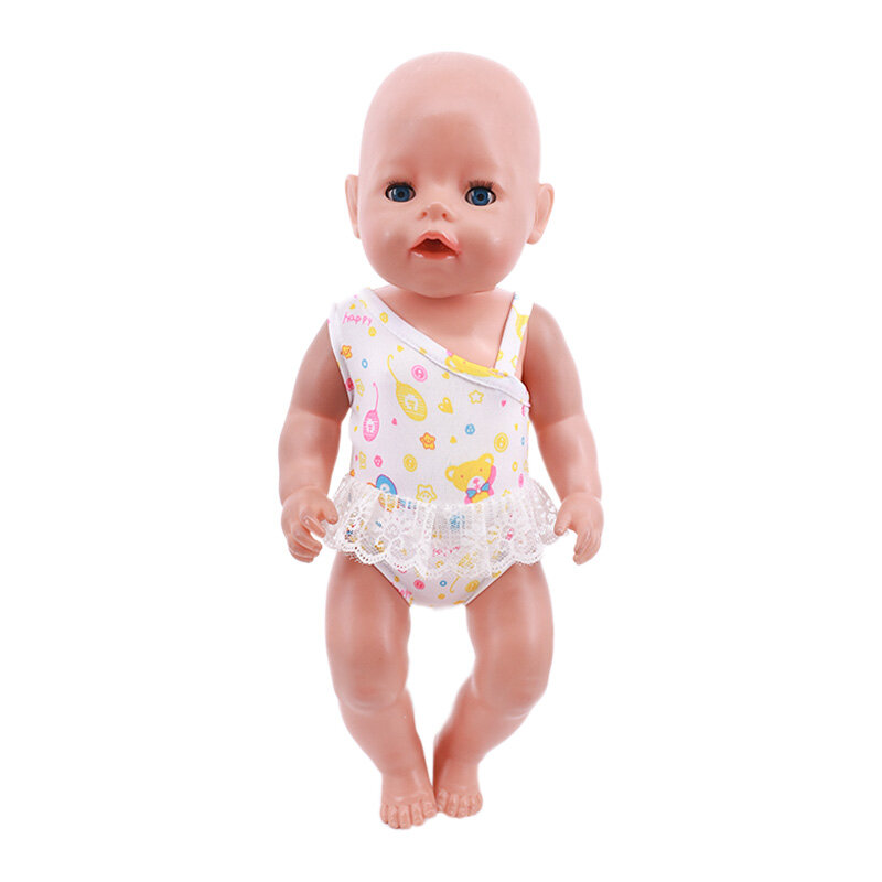 人形服人魚ユニコーンプリントtシャツ43センチメートル新ベビーリボーン18インチアメリカ人形女の赤ちゃん私たちの世代水着zaps