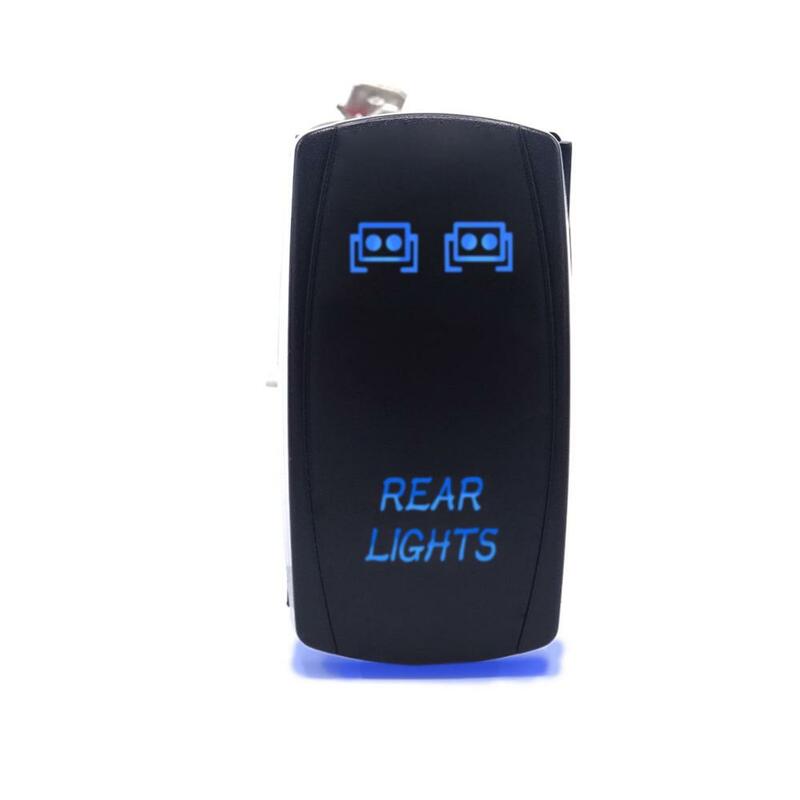 5 Pin Laser Rear Lights Rocker Switch  20A/12V On-Off Blue LED Light Toggle Button