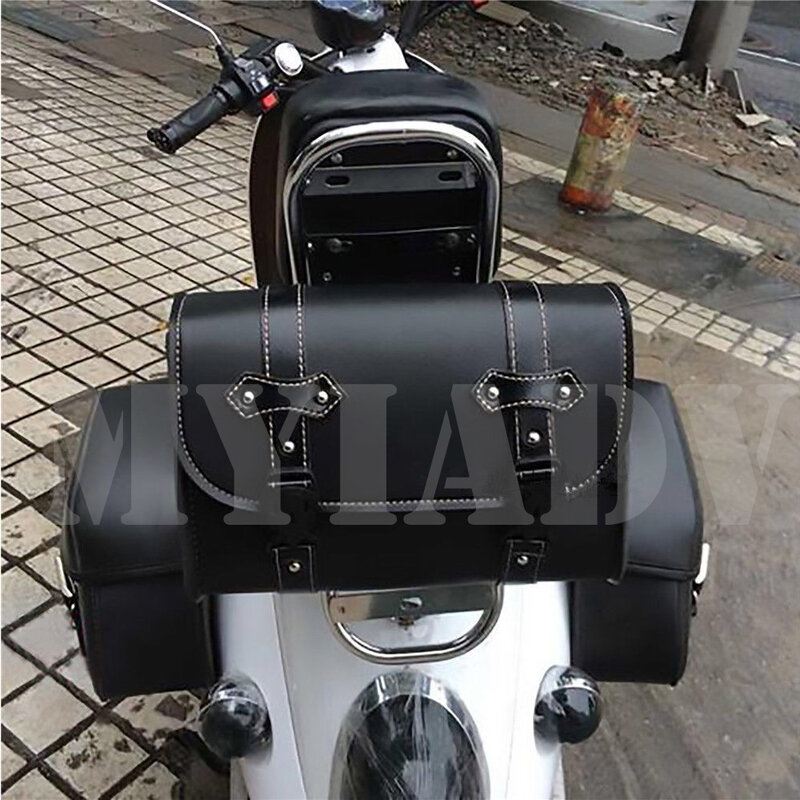 Tas Sadel Bagasi Kulit PU Samping Model Tas Sadel Tas Penyimpanan Moto untuk Harley Sportster XL883 XL1200 Universal Xl 883