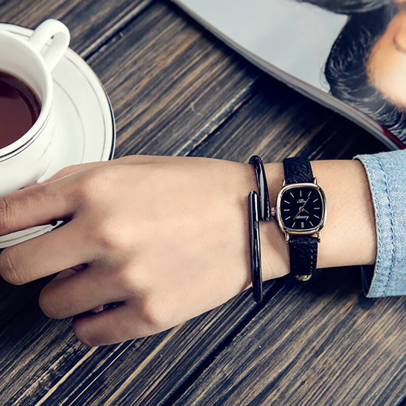 Montre-bracelet en Faux cuir pour femmes, Vintage, carré, fin, unisexe, Quartz analogique, pour Couple, cadeau de luxe