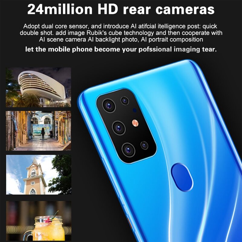 S21 Plus, pantalla gota de agua de 6,7 pulgadas, 2 + 16GB, teléfono móvil con huella dactilar auténtica, reconocimiento facial, sistema Android 6,0
