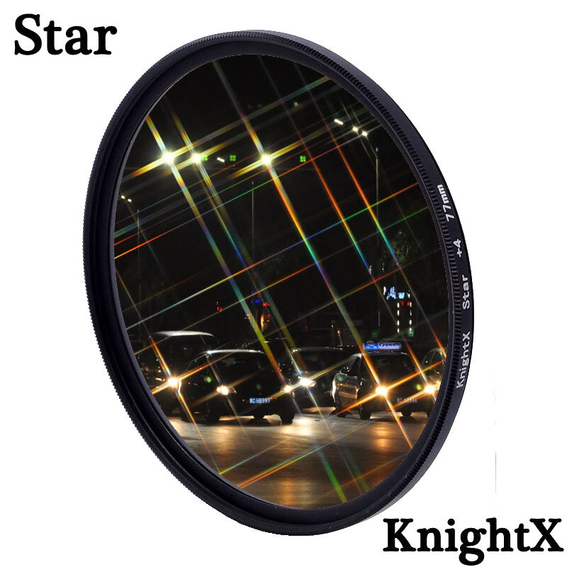 KnightX Star Line 4 6 8 Star, filtre d'objectif d'appareil photo pour canon sony nikon 1200d 200d 24-105 d80 700d d5100 dslr 60d 52mm 58mm 67mm