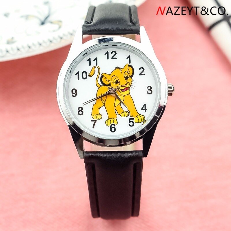 2024 Populaire Kinderen Simba Horloge Basis-En Middelbare Scholieren Cartoon Leeuwendier Quartz Horloge