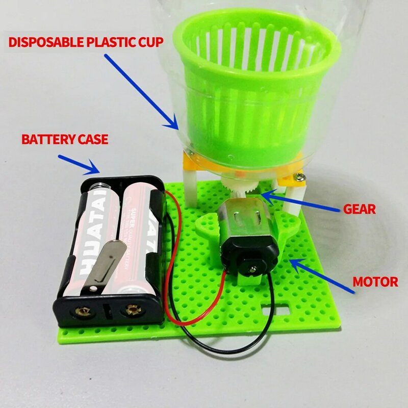 Feichao DIY 수제 미니 탈수기 건조기 기술 발명 모델 수동 실험 조립 키트 어린이를위한 전기 부품