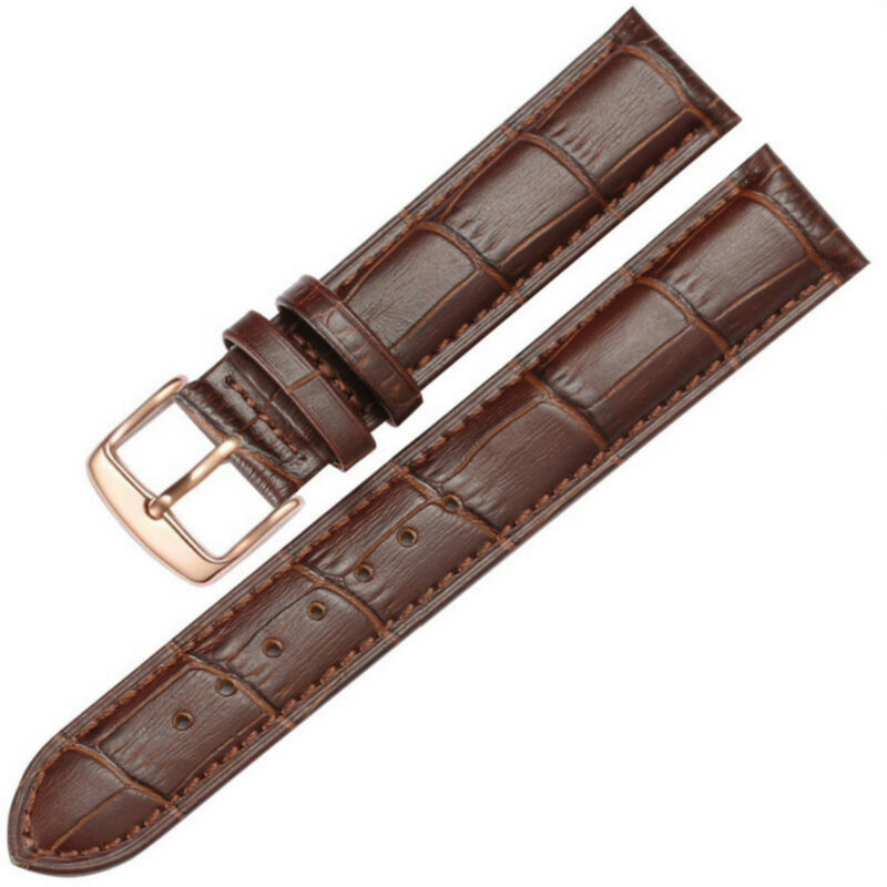 2020 Fashion Leather Strap Replacement Leather Watchband with Silver Rosegold Gold Buckle Brown Watch Band