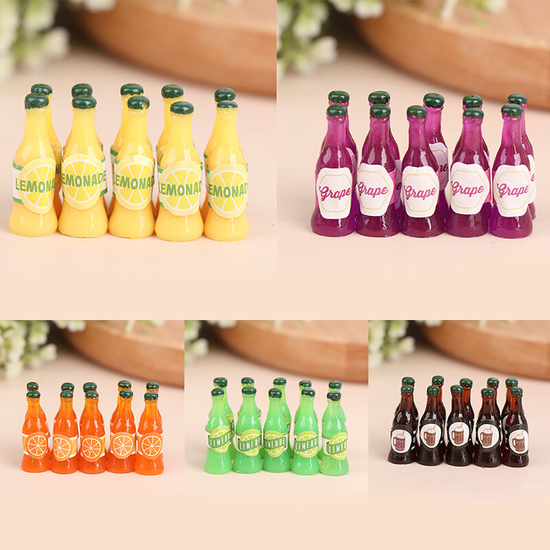 New Hot！10Pcs/Lot 1:12 Dollhouse Mini Drink Bottle Milk Tea Juice Drink Cup Ice Cream Cup Doll Kitchen Toy