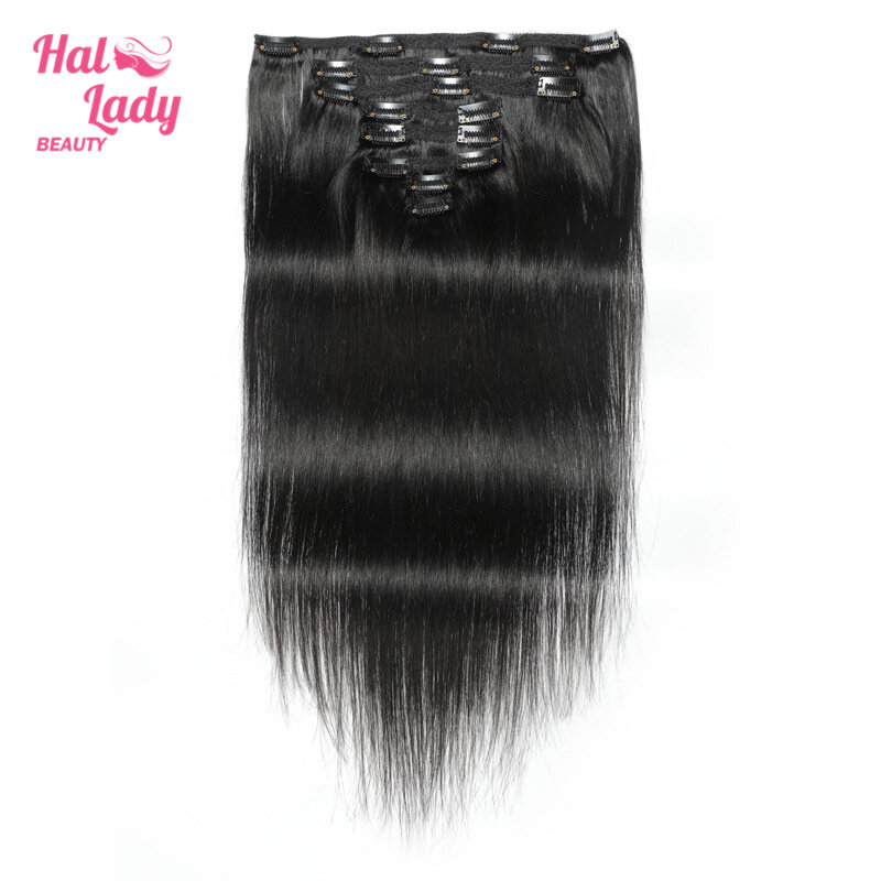 Halo Lady Beauty brasileño extensiones de cabello no remy #4 Clip marrón oscuro en recto 8 Uds Set postizo grueso 120g 8 piezas lote