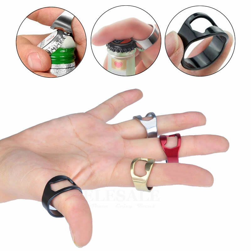 Anillo de dedo táctico multifunción portátil de 3 piezas, abrebotellas de acero inoxidable, anillo mágico para exteriores, herramienta EDC, regalo