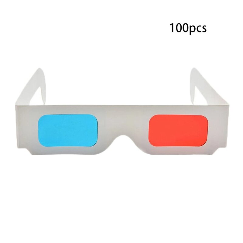 Gafas de papel Anaglyph 3D, cristal rojo/azul para vídeo de película EF, 10 unidades por lote