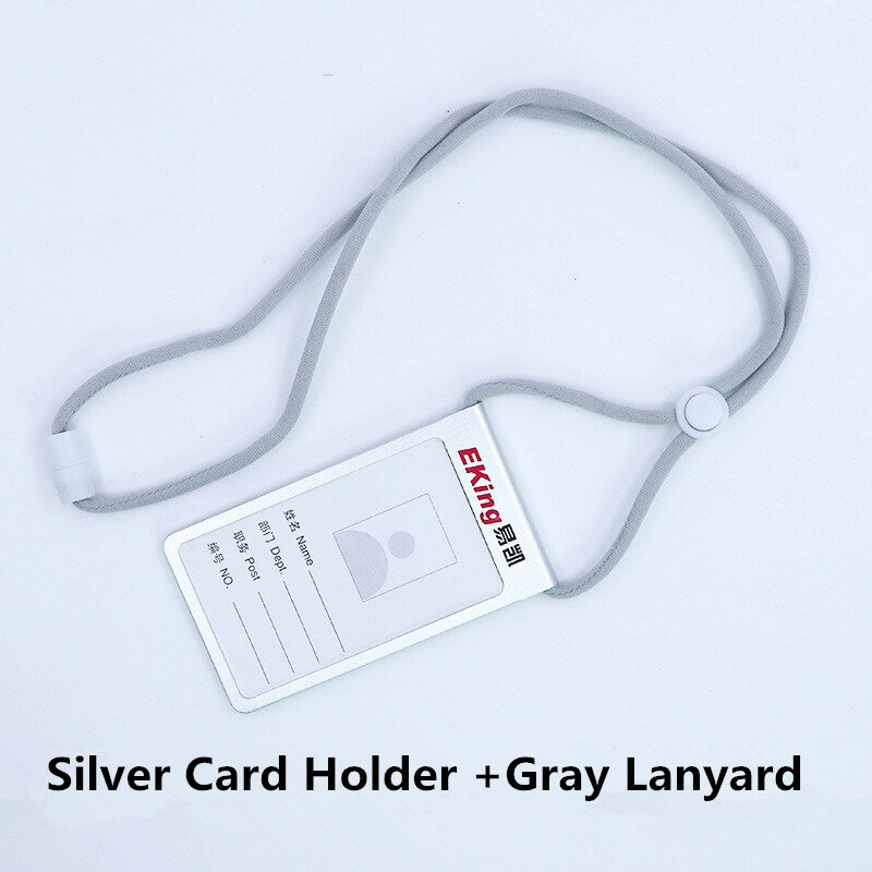 Quality Aluminum Vertical ID Cover Card Holder Metal Name Card ID Badge Holder Protector With Lanyard