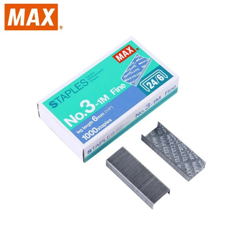 10Pcs Japan MAX NO.3-1M Staples Uniform Nail 24/6 Staples No. 12 Staples 50 Staples / Rows 1000 Staples / Box
