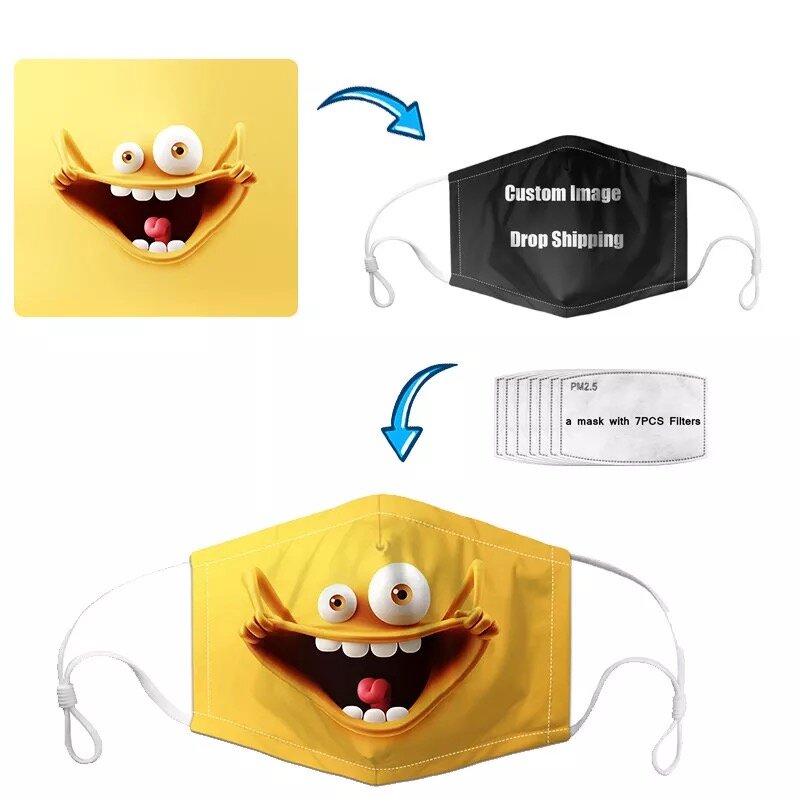 Bandeira espanhola máscara personalizada padrão 4 pçs filtro máscaras inserção de carbono anti-poeira anti-infecção máscara reutilizável preto capa de rosto espanha