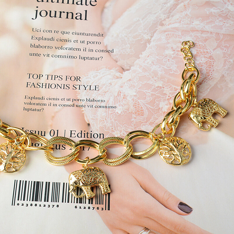 Ensolarado jóias de moda banhado a ouro charme pulseiras para as mulheres cadeias de mão link cadeia bola pulseira de alta qualidade para presentes da festa