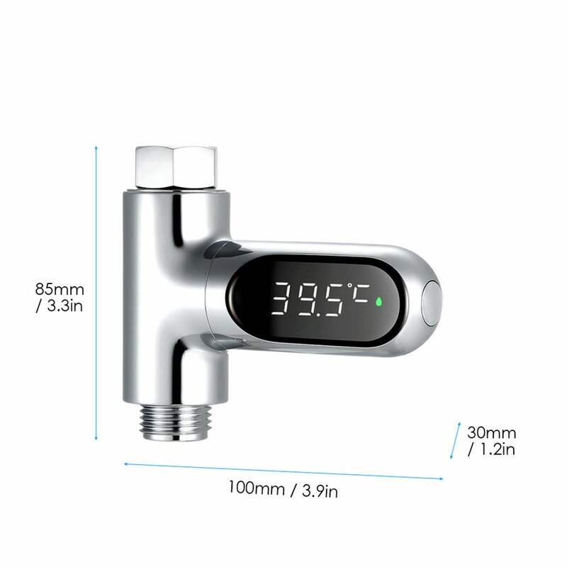 LED Display Home Water Shower Thermometer Flow Self-Generating Electricity Water Temperature Meter Monitor for Baby Care