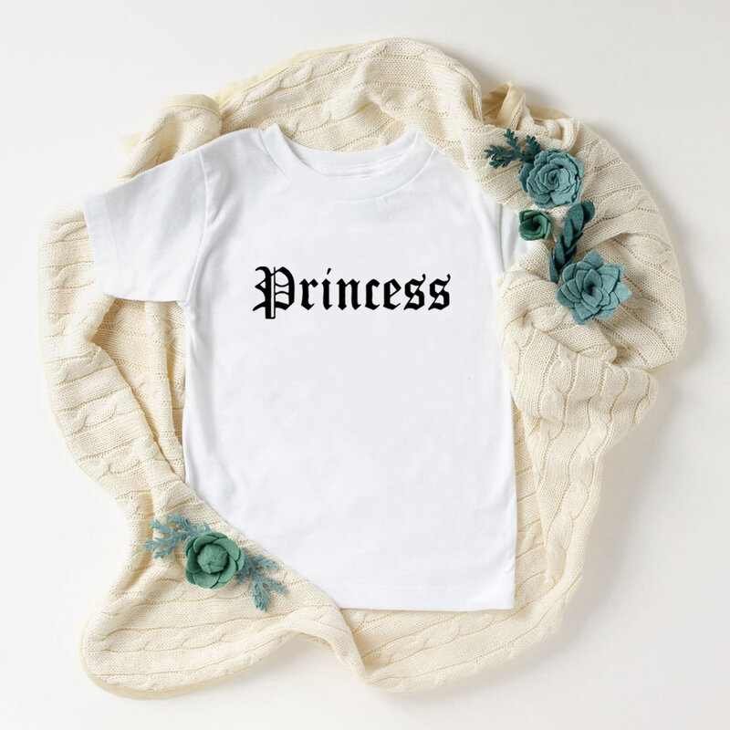 Harajuku king and Princess letter print cotton t shirt gift for husband daughter Parent-child clothing graphic tees summer tops