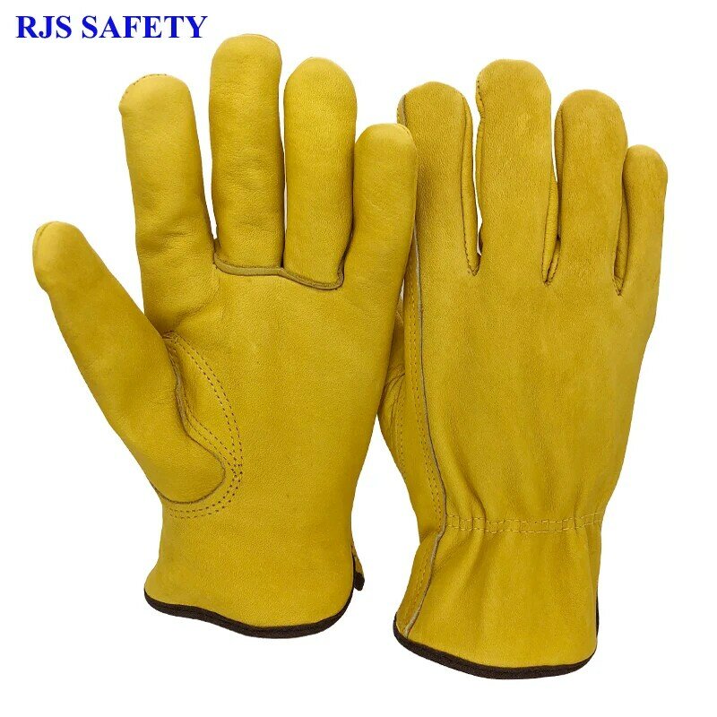 RJS-guantes cálidos de invierno de piel de oveja para hombre, protección de seguridad a prueba de viento, para Conductor de trabajo y motocicleta, 4042