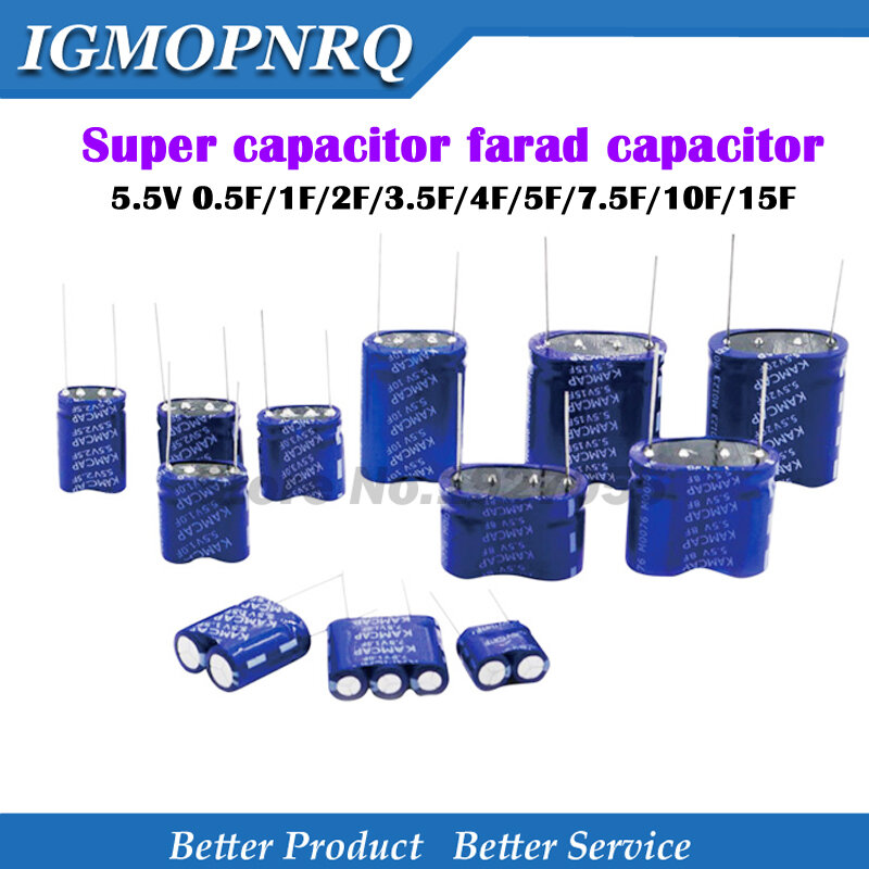 1PCS Farad Capacitor Super Capacitor Tipo de Combinação 5.5V 0.5F 1F 2F 3.5F 4F 5F 7.5F 10F 15F