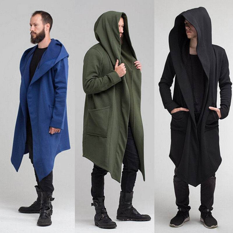 Hirigin-abrigo informal con capucha para hombre, cárdigan de Color sólido, capa con frente abierto, prendas de vestir largas cálidas, otoño e invierno, novedad