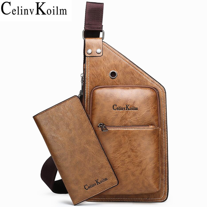 Мужская сумка-слинг от известного бренда Celinv Koilm, кожаная мужская нагрудная сумка, модная Простая Дорожная сумка через плечо для молодых людей, сумка-мессенджер