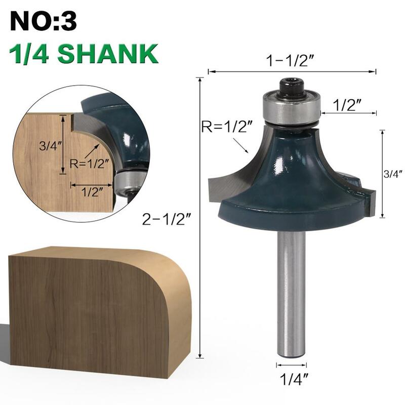 1Pcs 6Mm Shank 1/4 "Shank มุมรอบ Router Bit พร้อม BearingMilling เครื่องตัดสำหรับตัดไม้ไม้ทังสเตนคาร์ไบด์