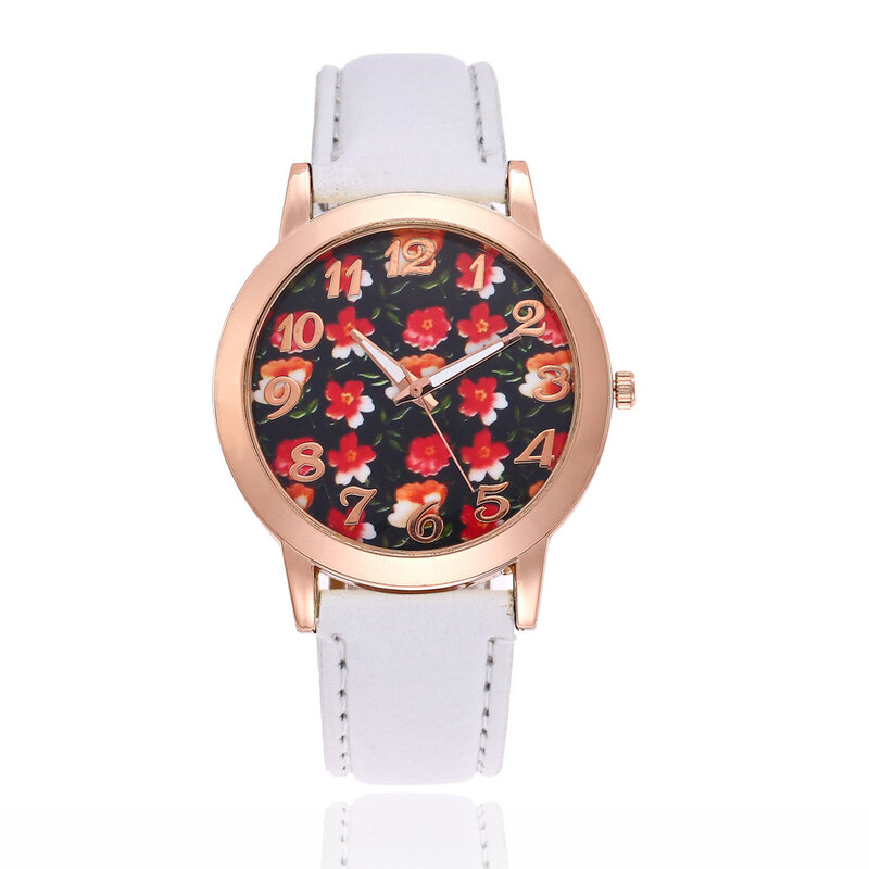 POFUNUO  Luxury Women Fashion Watches female Wristwatches Lady Leather Stra Gift Clocks