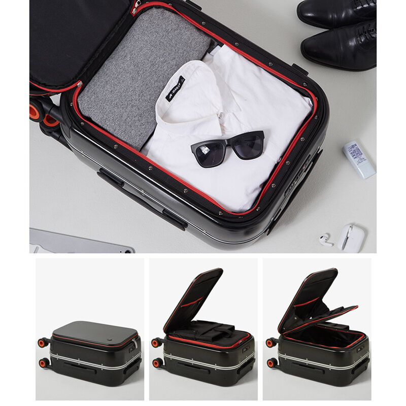 Mixi 2023 تصميم جديد مبتكر حقيبة حمل على الأمتعة الصلبة المتداول الكمبيوتر الدوار عجلات عربة حالة الألومنيوم الإطار