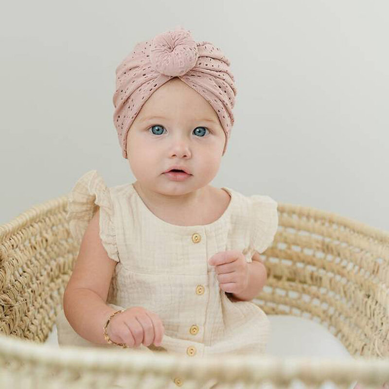 Turban doux pour bébés filles, chapeaux pour nouveaux-nés, couleur unie, couvre-chef de camping pour enfants, printemps et été