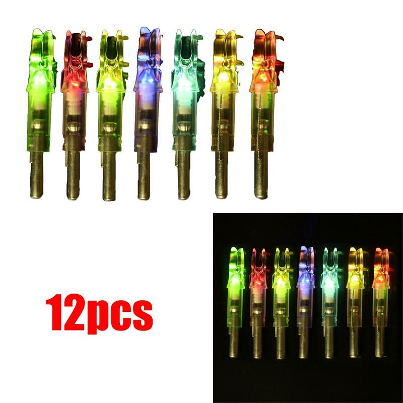 12PCS โดยอัตโนมัติ LED Lighted ลูกศร Nocks หางสำหรับ Crossbow Arrows 6.2มม.