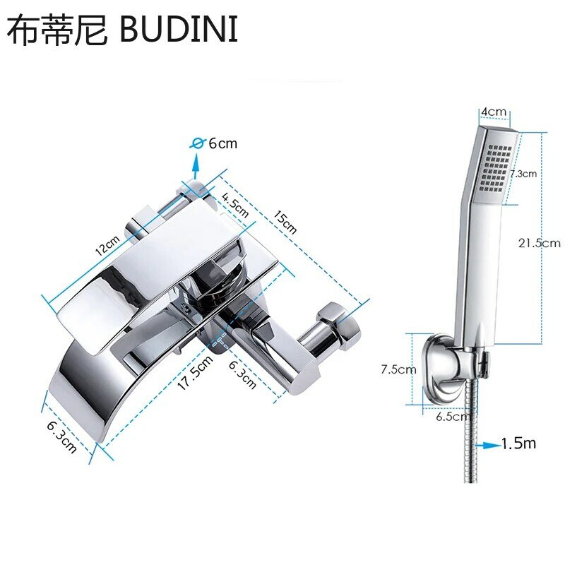 Bathtub Shower Set Wall Mounted Waterfall Bath Faucet Bathroom Set Cold and Hot Mixer Taps Brass Chrome