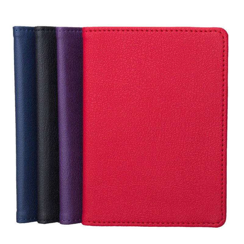 ใหม่สีทึบผู้ถือหนังสือเดินทางท่องเที่ยว COVER ID บัตรกระเป๋ากระเป๋า PU หนังบัตรเครดิตสีแดงกระเป๋าสีฟ้าฝาครอบ