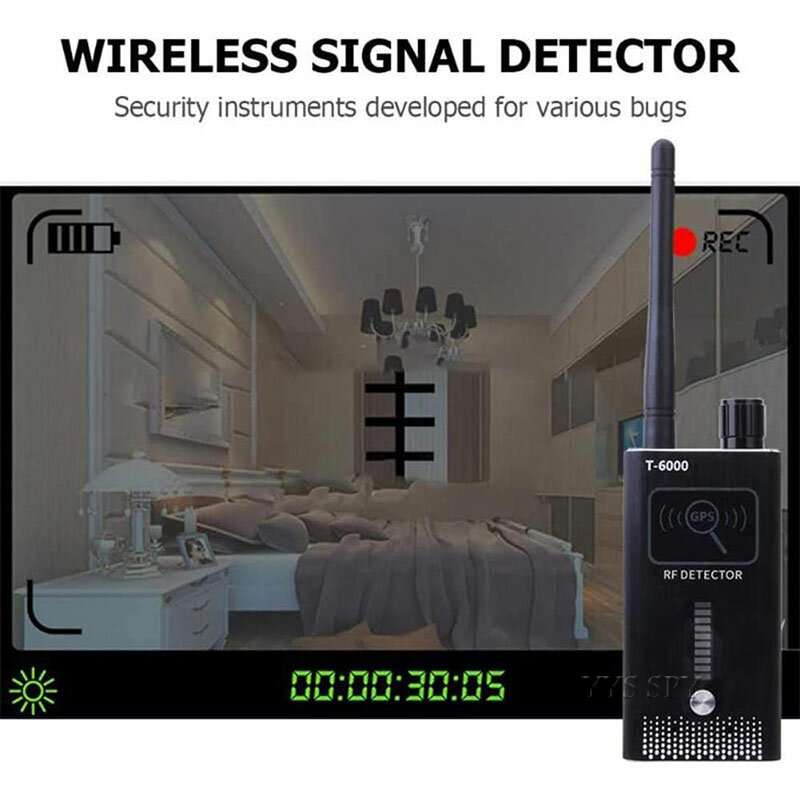 T6000 rf detector de sinal anti candid escondido câmera spy gadgets espias gsm gps rastreador bug áudio sem fio para wiretapping finder