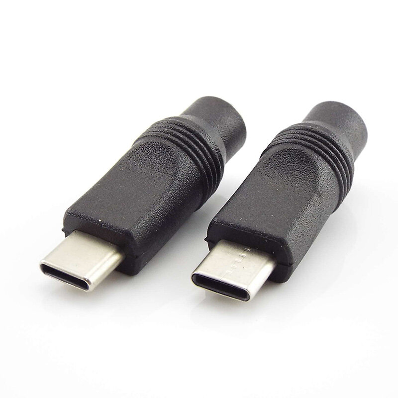 Convertidor de adaptador de corriente CC tipo C, conector USB macho a hembra de 5,5x2,1mm para ordenador portátil, PC y teléfono móvil