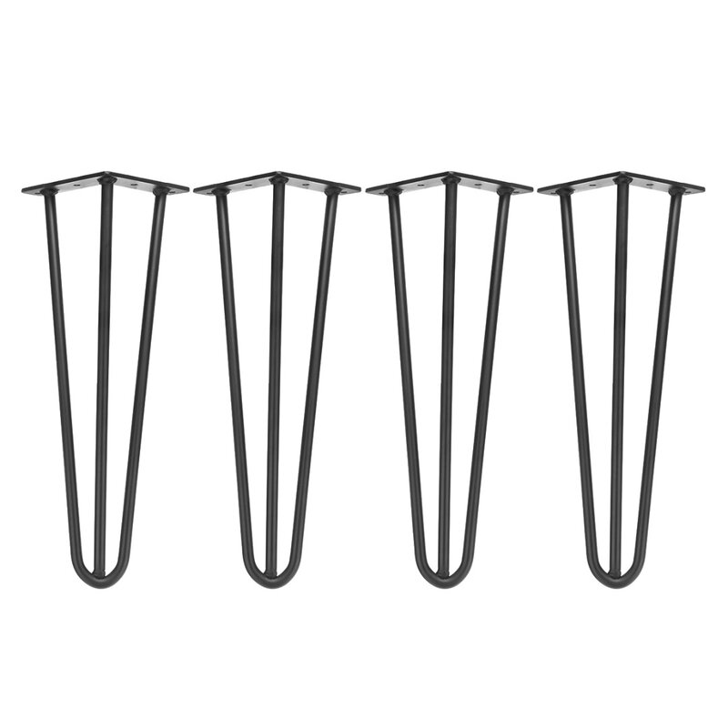 4 pces 35cm preto ferro hairpin mesa pés móveis mesa suporte pino de cabelo perna banqueta banco peças de ferragem industrial