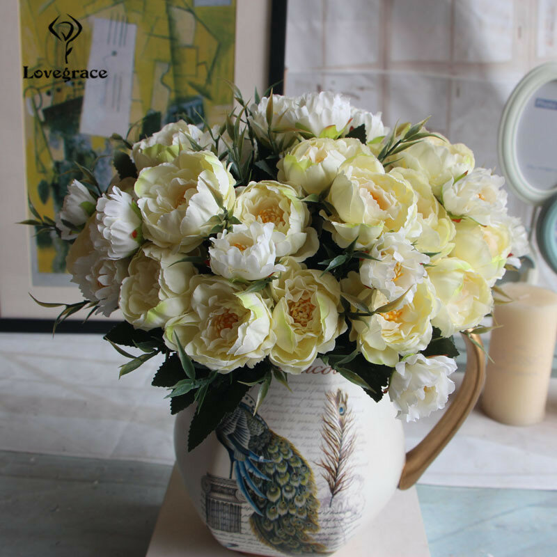8 köpfe Silk Künstliche Pfingstrosen blumen für Hochzeit Ehe DIY Decor Kleine Handwerk Blume Pfingstrose Mini Gefälschte Blumen für Home decor