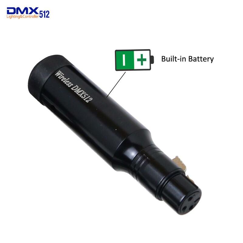 Penerima Baterai Bawaan Penerima DMX512 XLR Nirkabel 2.4GHz Yang Dapat Diisi Ulang untuk Lampu Pesta PAR Panggung