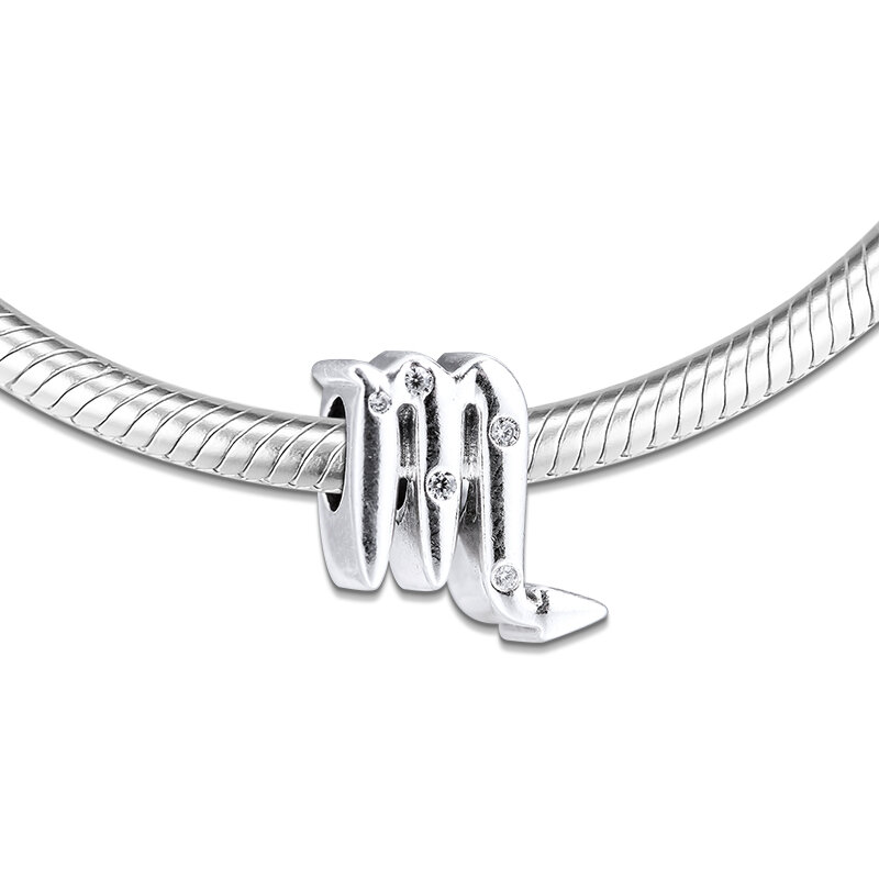 100% 925 Sterling srebrna iskrząca Skorpion Zodiak charms pasuje Pandora bransoletki z koralików dla kobiet DIYS biżuteria Berloque