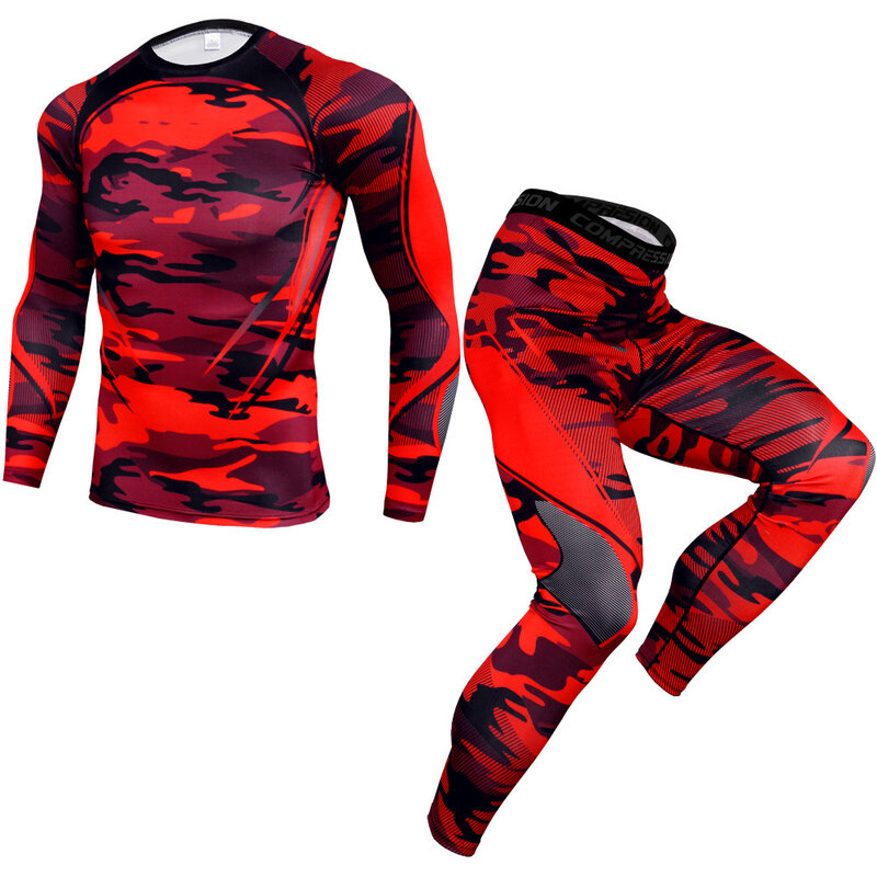 Nueva marca de ropa de compresión para hombre, conjunto de Fitness, Running, baloncesto, hombre, traje de entrenamiento de secado rápido, traje de ejercicio