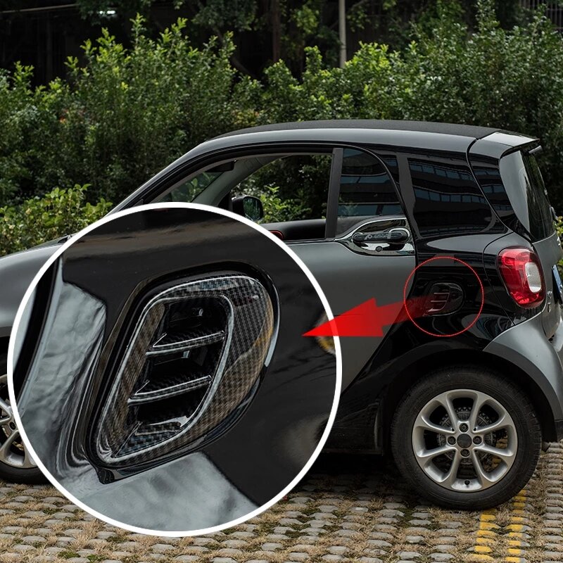 Auto moldura de proteção saída ar traseira abs 3d tomada de ar capa decorativa para smart fortwo 453 etiqueta do carro estilo acessórios