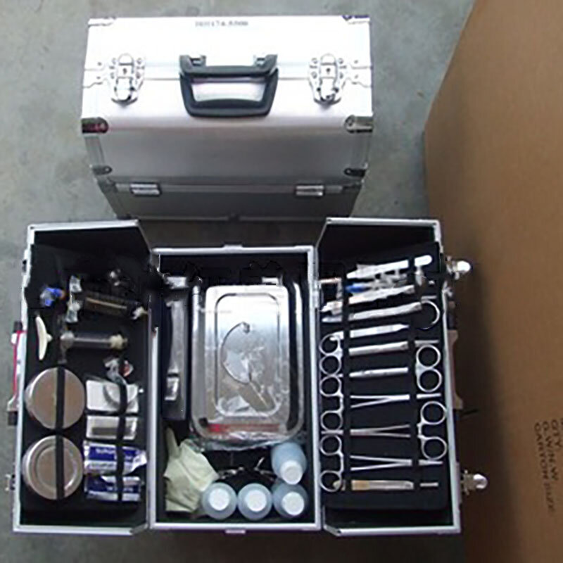 Caja de suministro de equipo veterinario, herramientas médicas de aleación de titanio, veterinario, 32 unidades