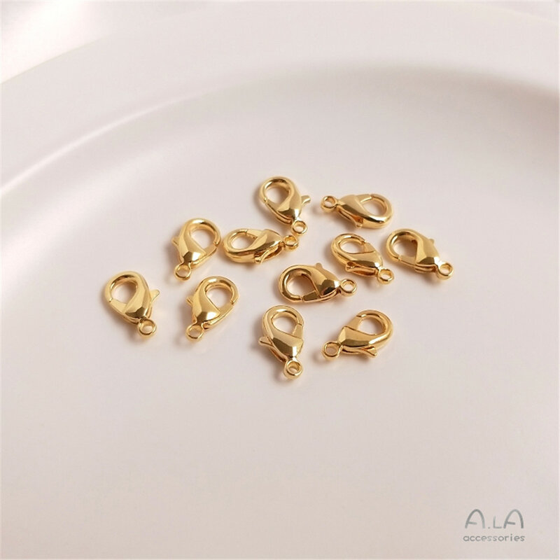 14k banhado a ouro 18k verdadeiro ouro lagosta fecho jóias pulseira com conexão final primavera fecho diy material acessório