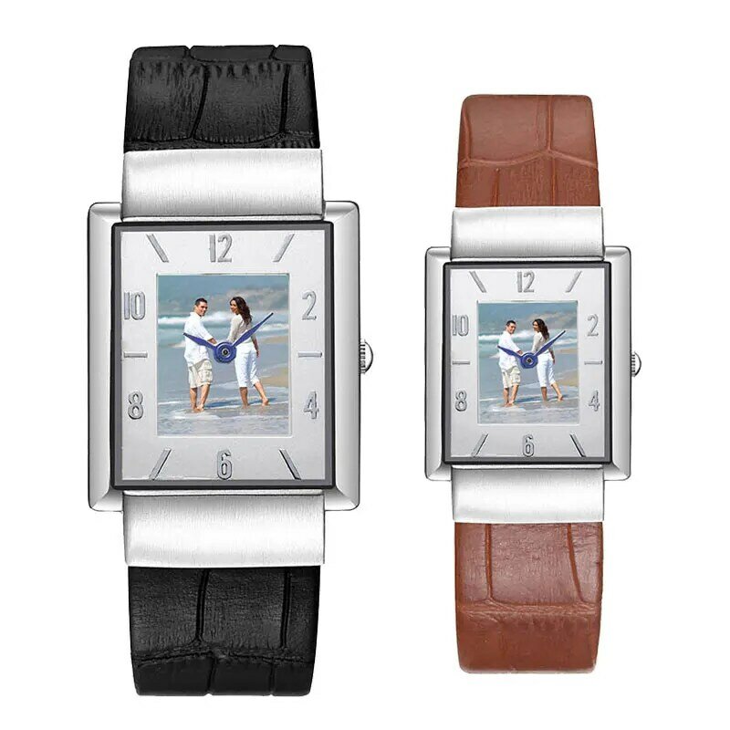 Relógio de foto personalizada para casais, relógios para homens e mulheres