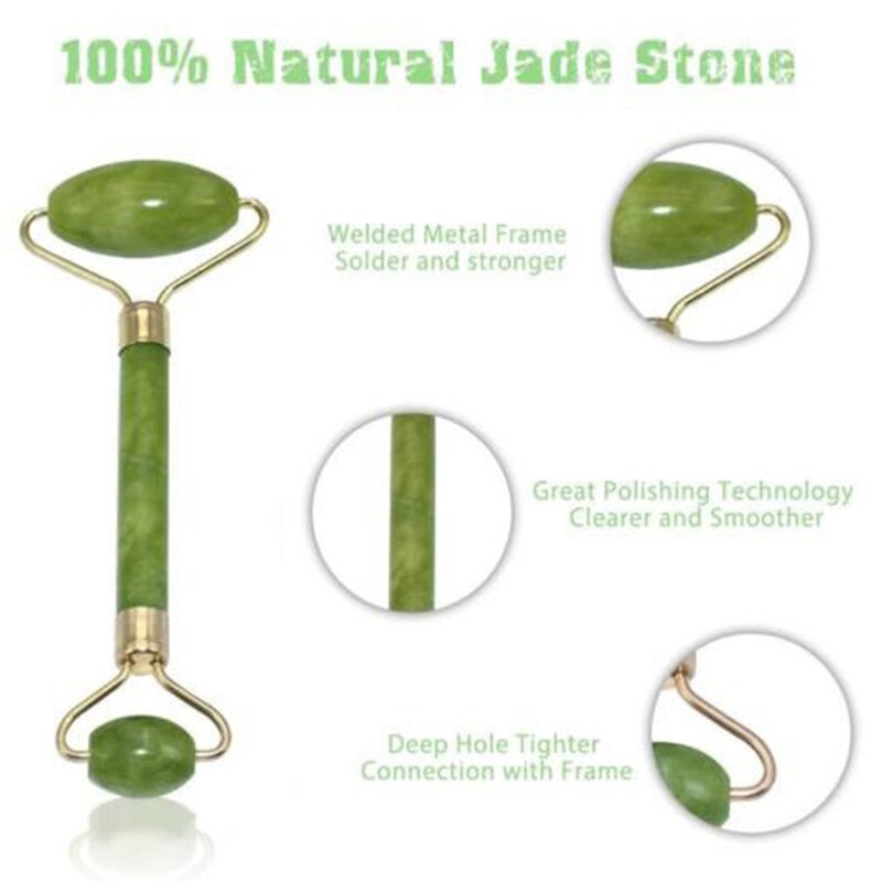 Rodillo de piedra de Jade Natural, nuevo, compacto y ligero, herramienta de masaje de belleza Facial, juego de masajeador de Estiramiento Facial duradero