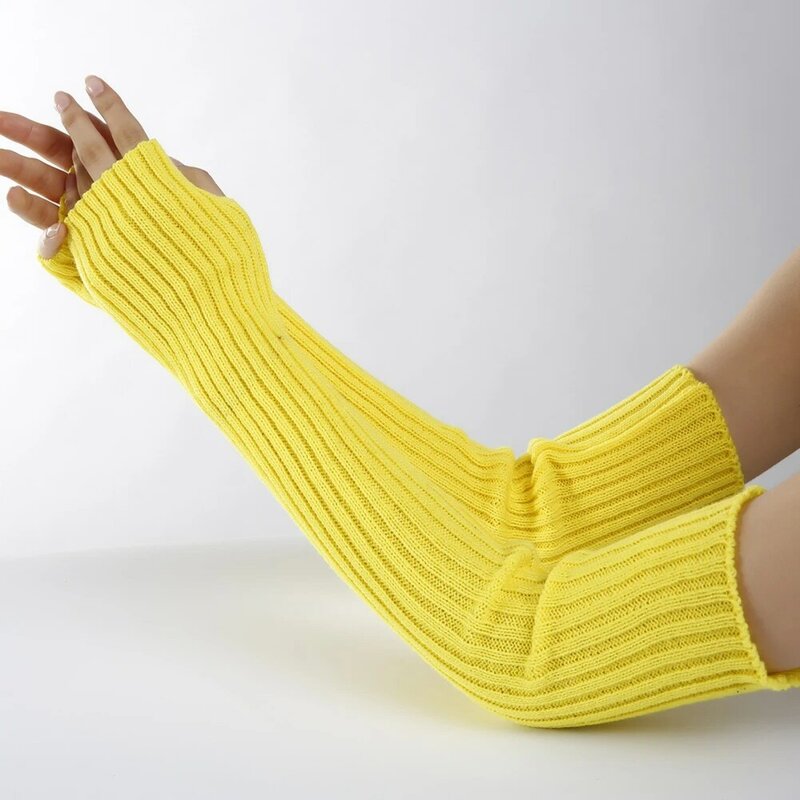 Женские эластичные перчатки без пальцев, теплые вязаные рукавицы с длинным рукавом, теплые митенки, 2021