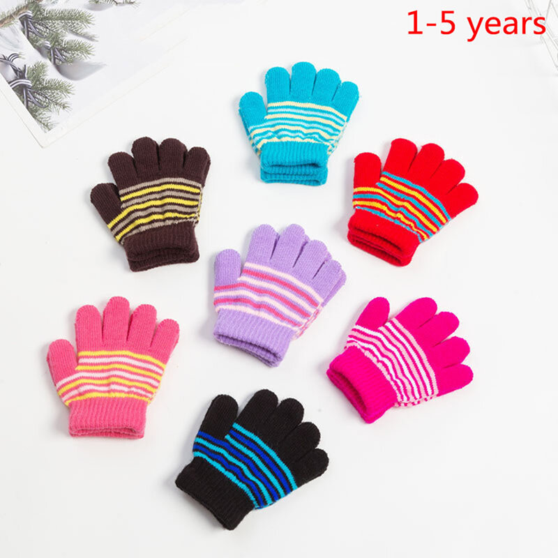 1-5 Years Kids Winter Warm Thicken Gloves Girls Boys Children Cute Mittens Imitation Full Finger Gloves перчатки детские
