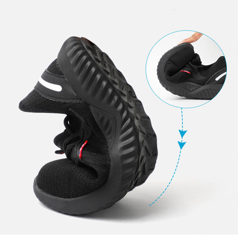 Ochronne buty robocze dla mężczyzn stalowa nasadka na palec niezniszczalne buty do pracy przeciwzmarszczkowe męskie buty budowlane robocze trampki letnie