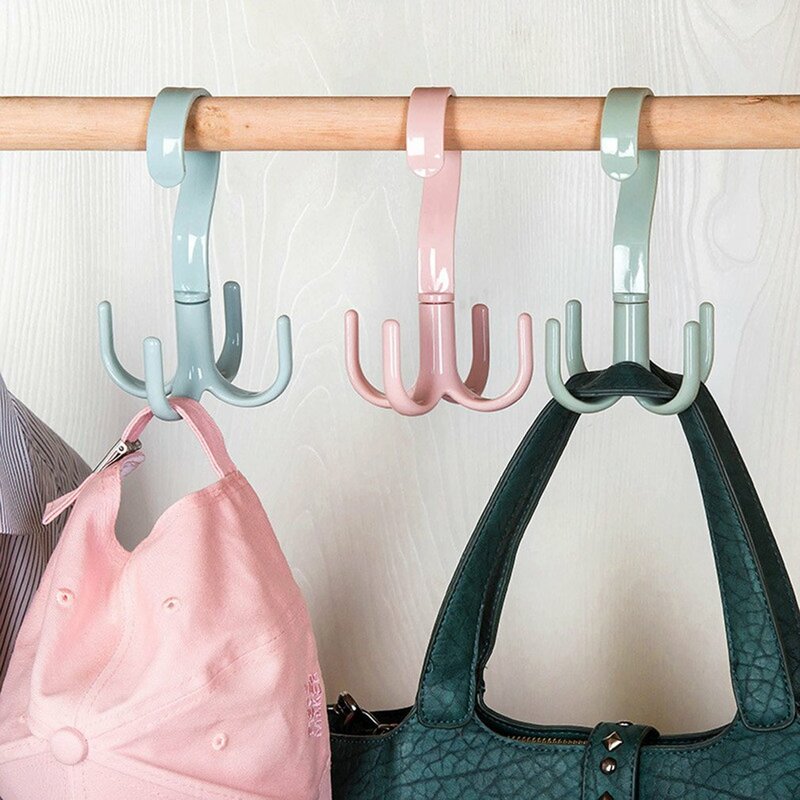 360 Degree Rotatable Cabinets Clothes Rack Handbag Holder Shelf Tie Belt Shoes Hanging Rack Scarf Hanger for Wardrobe