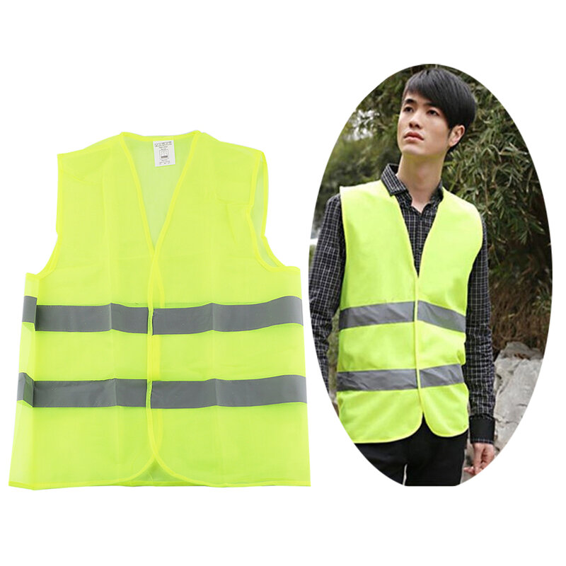 Waist 57cm Motorcycle Vest Reflective Equipment Waistcoat High Visibility Safe Driving Neon Color Off Road 4x4 Car Accessories