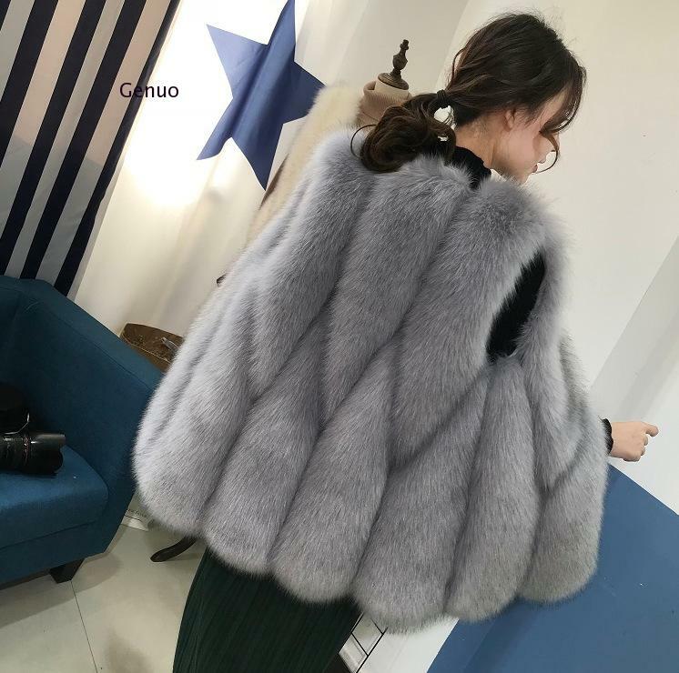 Kamizelka ze sztucznego futra imitacja futra lisa kamizelka kamizelka okazjonalna kobiety jesień płaszcz futrzany na zimę wysokiej jakości Silver Fox futro odzież wierzchnia
