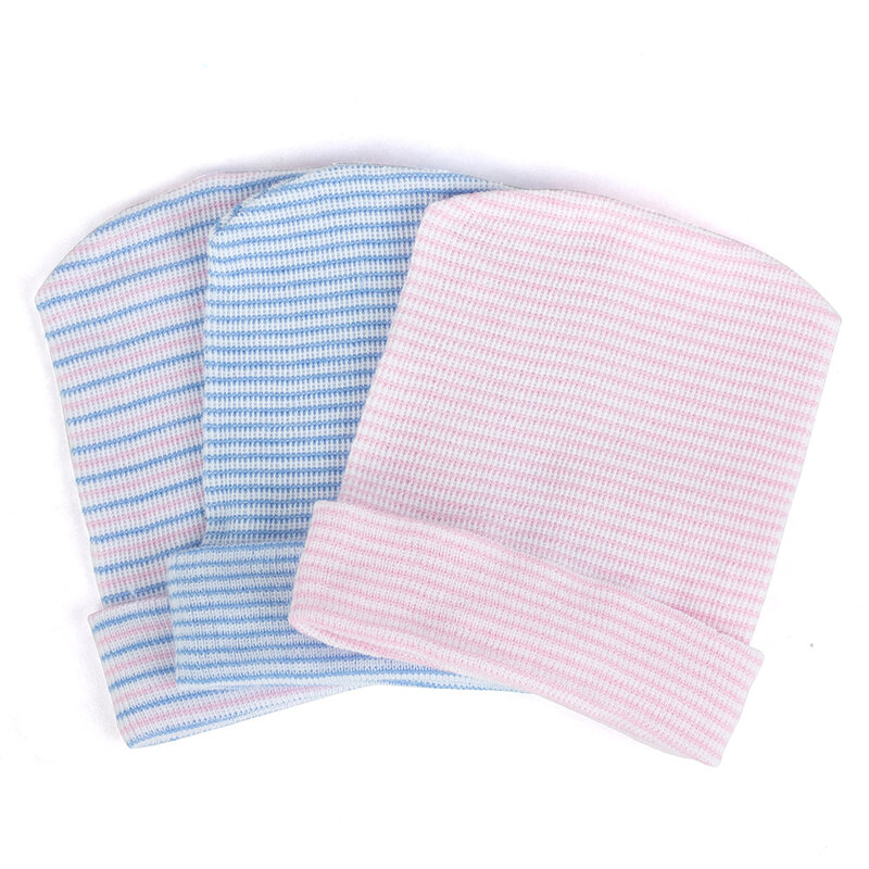 Topi Beanie motif garis-garis untuk bayi perempuan, topi Beanie hangat untuk bayi balita baru lahir, topi Bonnet elastis untuk bayi perempuan